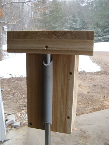 Nest box with 1/2" conduit pole mounting (photo courtesy of Tom Comfort)